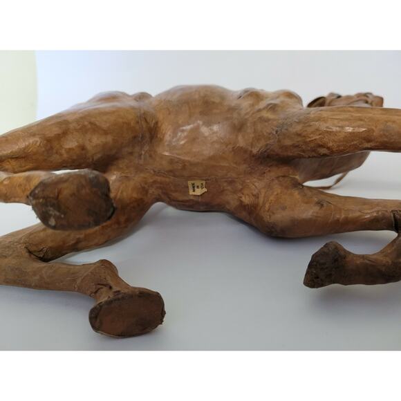 Vtg Kneeling Leather Covered Large Camel 15" Long Down Position Reins Realistic - Picture 8 of 10